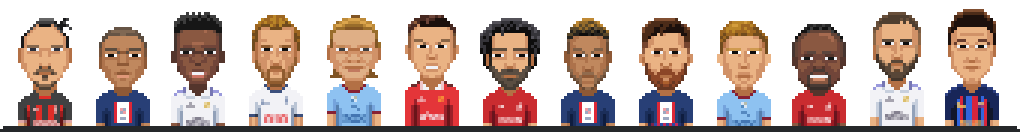 8-bit style soccer players running across field