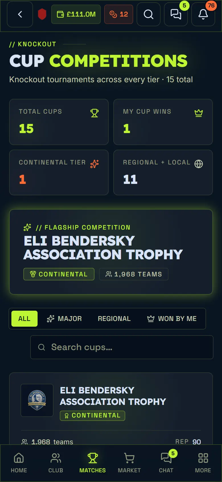As copas: Manager11 no celular