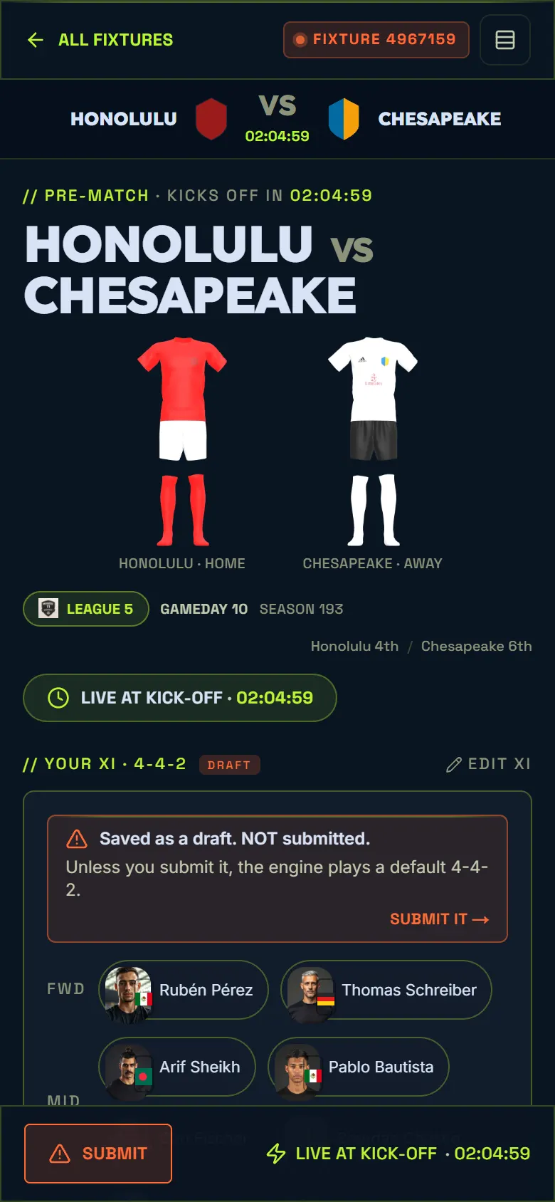 Before kickoff: Manager11 on a phone