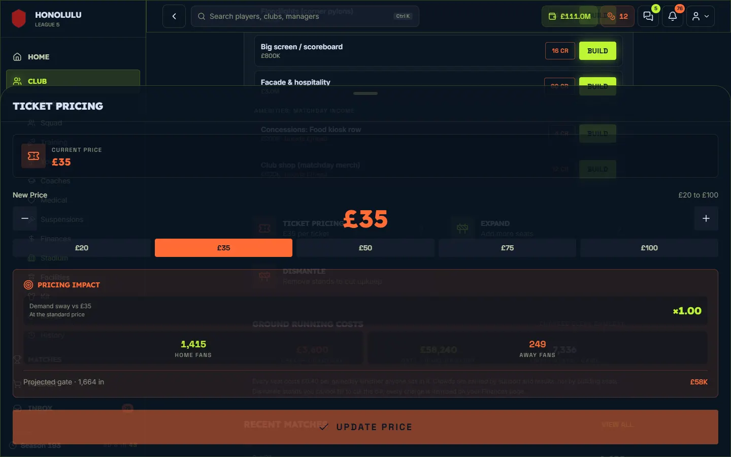 Pasang harga tiket: Manager11 di desktop