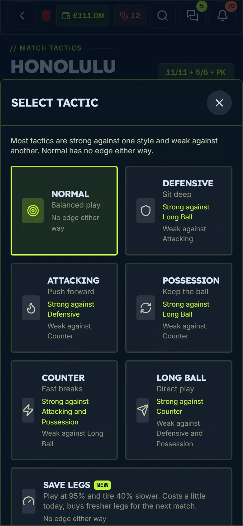 Estilos tácticos y enfrentamientos: Manager11 en el móvil